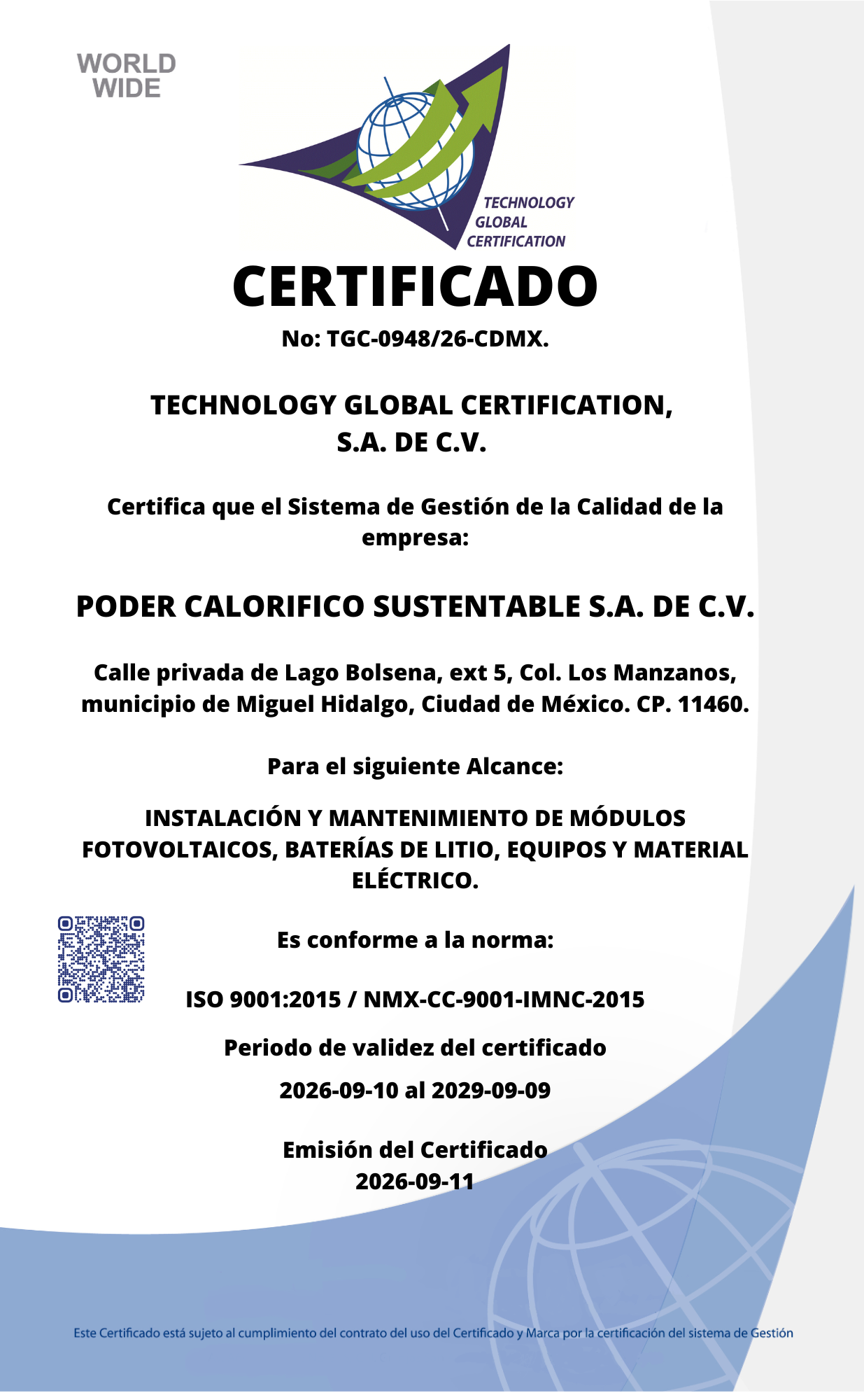 PODER CALORIFICO SUSTENTABLE